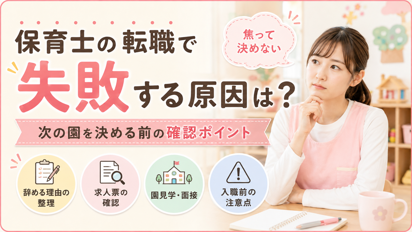 **保育士の転職で失敗する原因と次の園を決める前の確認ポイント**